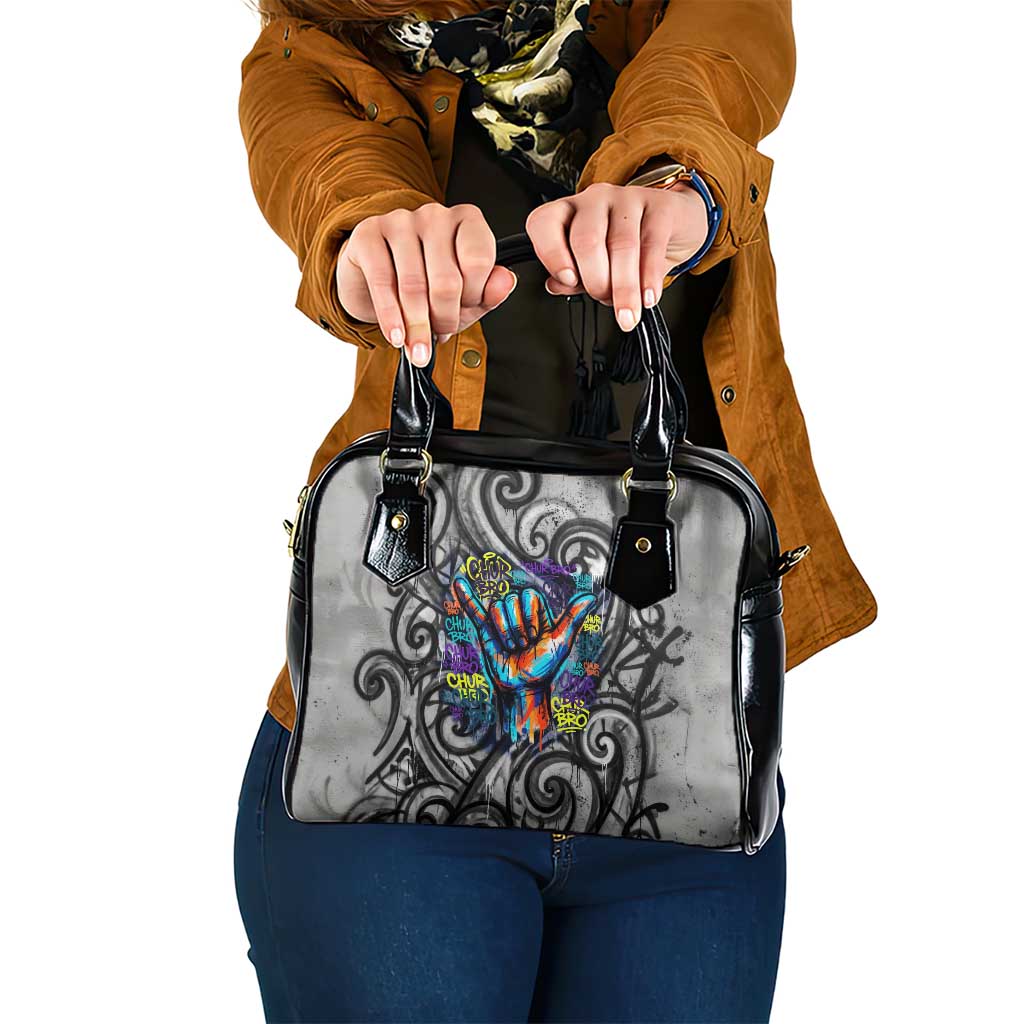 Chur Bro Shaka Sign Shoulder Handbag New Zealand Koru Colorful Graffiti Splash