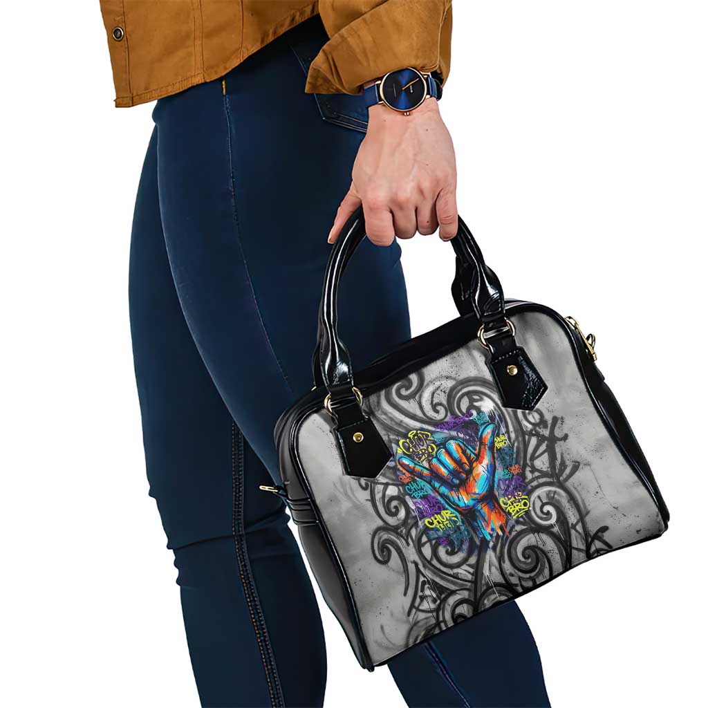 Chur Bro Shaka Sign Shoulder Handbag New Zealand Koru Colorful Graffiti Splash
