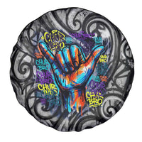 Chur Bro Shaka Sign Spare Tire Cover New Zealand Koru Colorful Graffiti Splash
