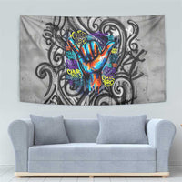Chur Bro Shaka Sign Tapestry New Zealand Koru Colorful Graffiti Splash
