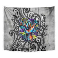 Chur Bro Shaka Sign Tapestry New Zealand Koru Colorful Graffiti Splash