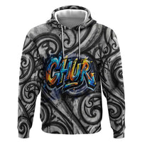 Chur Bro Shaka Sign Zip Hoodie New Zealand Koru Colorful Graffiti Splash TS04 Pullover Hoodie Multicolor - Polynesian Pride