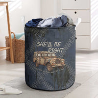 New Zealand She’ll Be Right Laundry Basket NZ Slang No. 8 Wire Map Pattern TS04 Navy Slate - Polynesian Pride