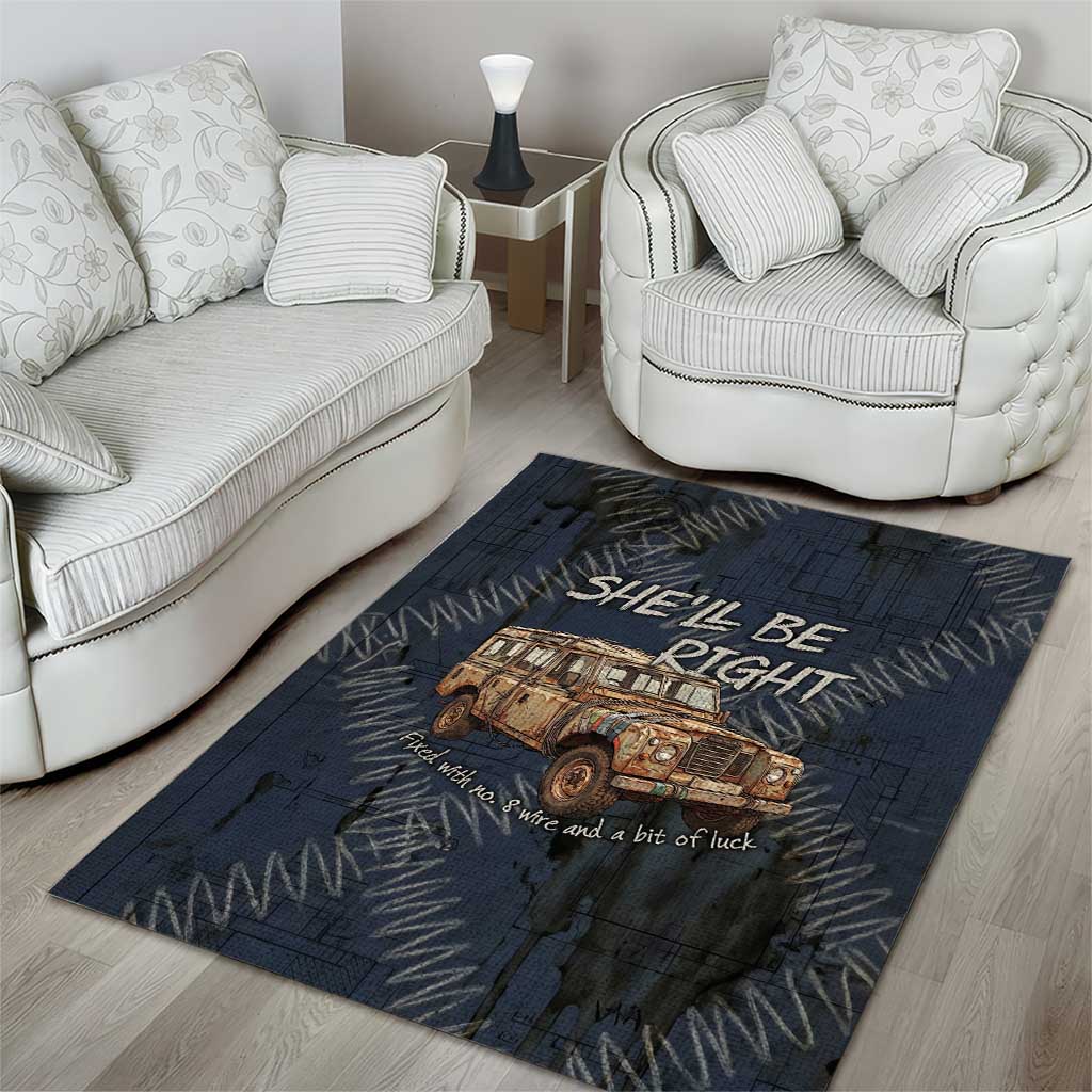 New Zealand She’ll Be Right Area Rug NZ Slang No. 8 Wire Map Pattern TS04 - Polynesian Pride
