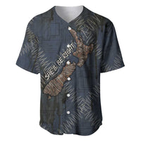 New Zealand She’ll Be Right Baseball Jersey NZ Slang No. 8 Wire Map Pattern TS04 Navy Slate - Polynesian Pride