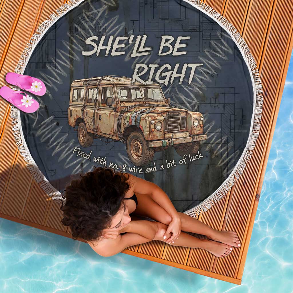 New Zealand She’ll Be Right Beach Blanket NZ Slang No. 8 Wire Map Pattern TS04 - Polynesian Pride