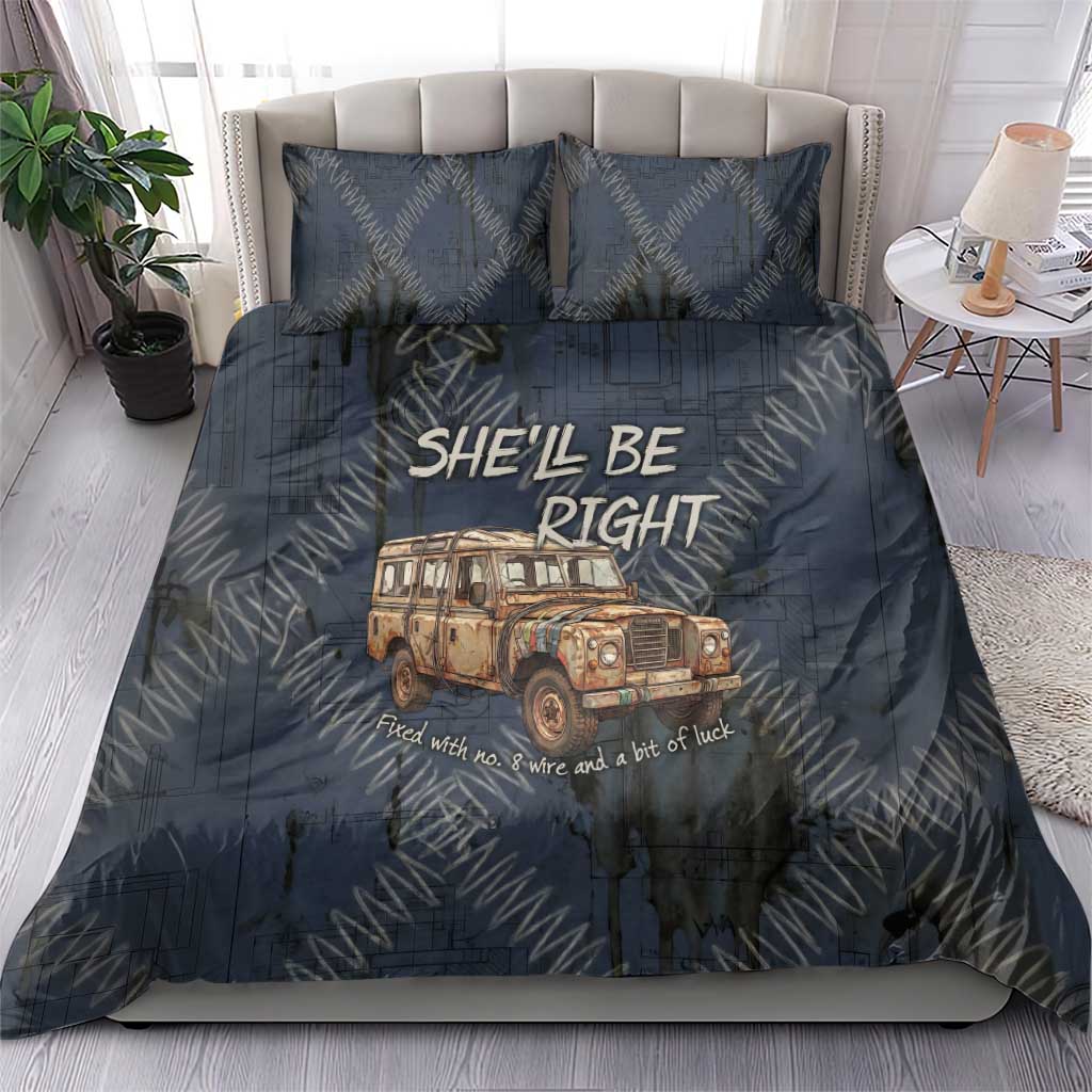 New Zealand She’ll Be Right Bedding Set NZ Slang No. 8 Wire Map Pattern TS04 - Polynesian Pride