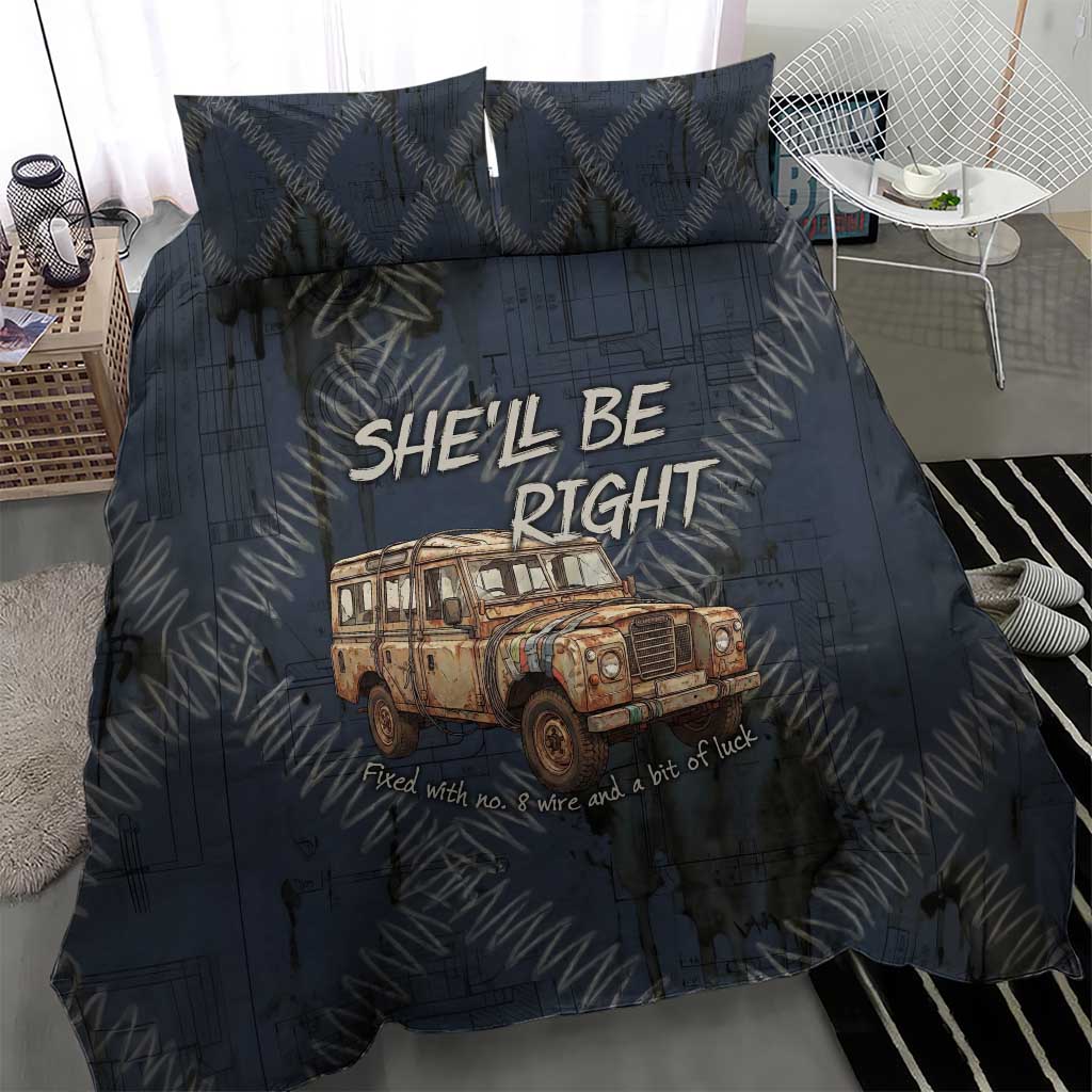 New Zealand She’ll Be Right Bedding Set NZ Slang No. 8 Wire Map Pattern TS04 - Polynesian Pride