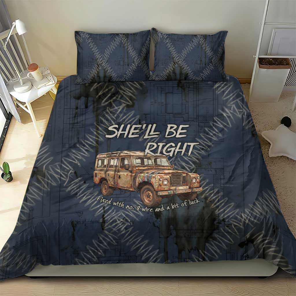New Zealand She’ll Be Right Bedding Set NZ Slang No. 8 Wire Map Pattern TS04 - Polynesian Pride