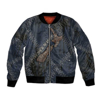 New Zealand She’ll Be Right Bomber Jacket NZ Slang No. 8 Wire Map Pattern TS04 Unisex Navy Slate - Polynesian Pride