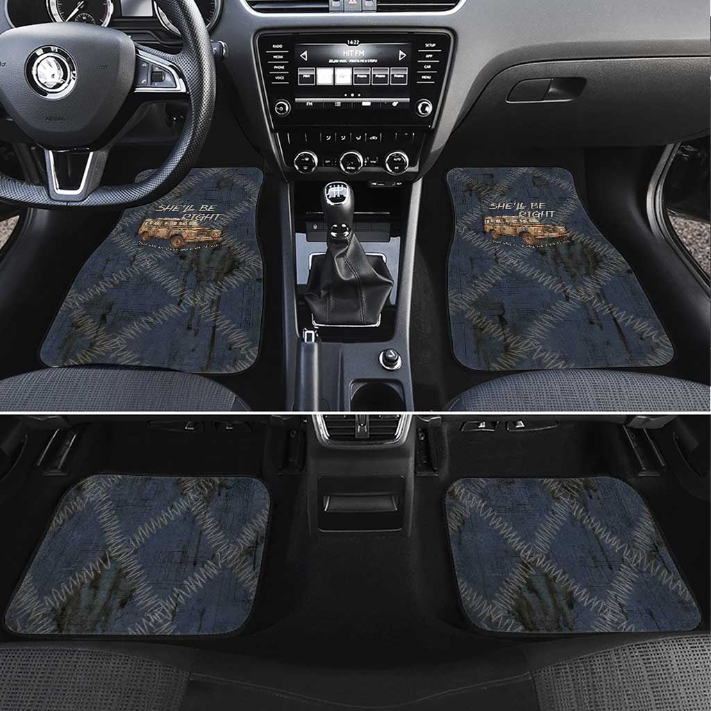 New Zealand She’ll Be Right Car Mats NZ Slang No. 8 Wire Map Pattern