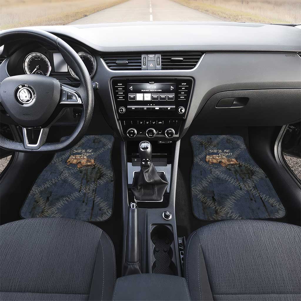 New Zealand She’ll Be Right Car Mats NZ Slang No. 8 Wire Map Pattern