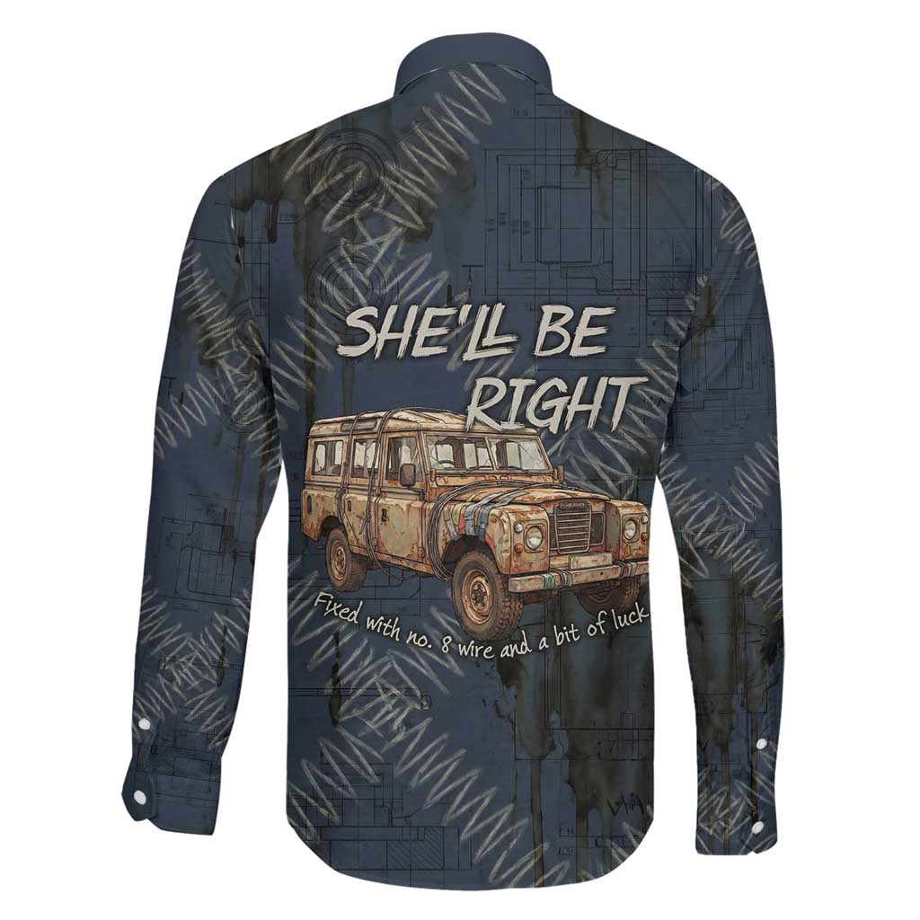 New Zealand She’ll Be Right Family Matching Off The Shoulder Long Sleeve Dress and Hawaiian Shirt NZ Slang No. 8 Wire Map Pattern TS04 - Polynesian Pride