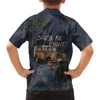 New Zealand She’ll Be Right Family Matching Off Shoulder Maxi Dress and Hawaiian Shirt NZ Slang No. 8 Wire Map Pattern