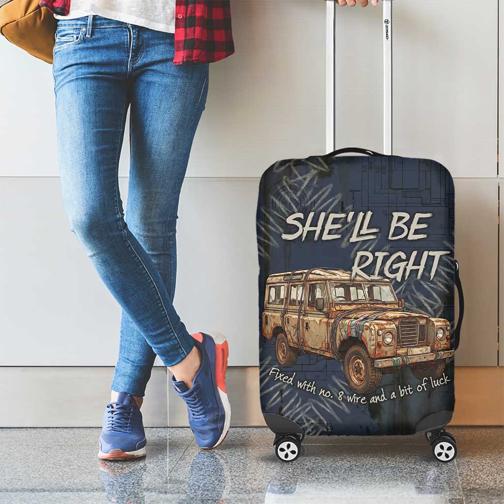 New Zealand She’ll Be Right Luggage Cover NZ Slang No. 8 Wire Map Pattern TS04 - Polynesian Pride