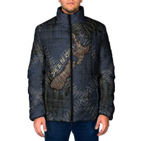 New Zealand She’ll Be Right Padded Jacket NZ Slang No. 8 Wire Map Pattern TS04 Men Navy Slate - Polynesian Pride