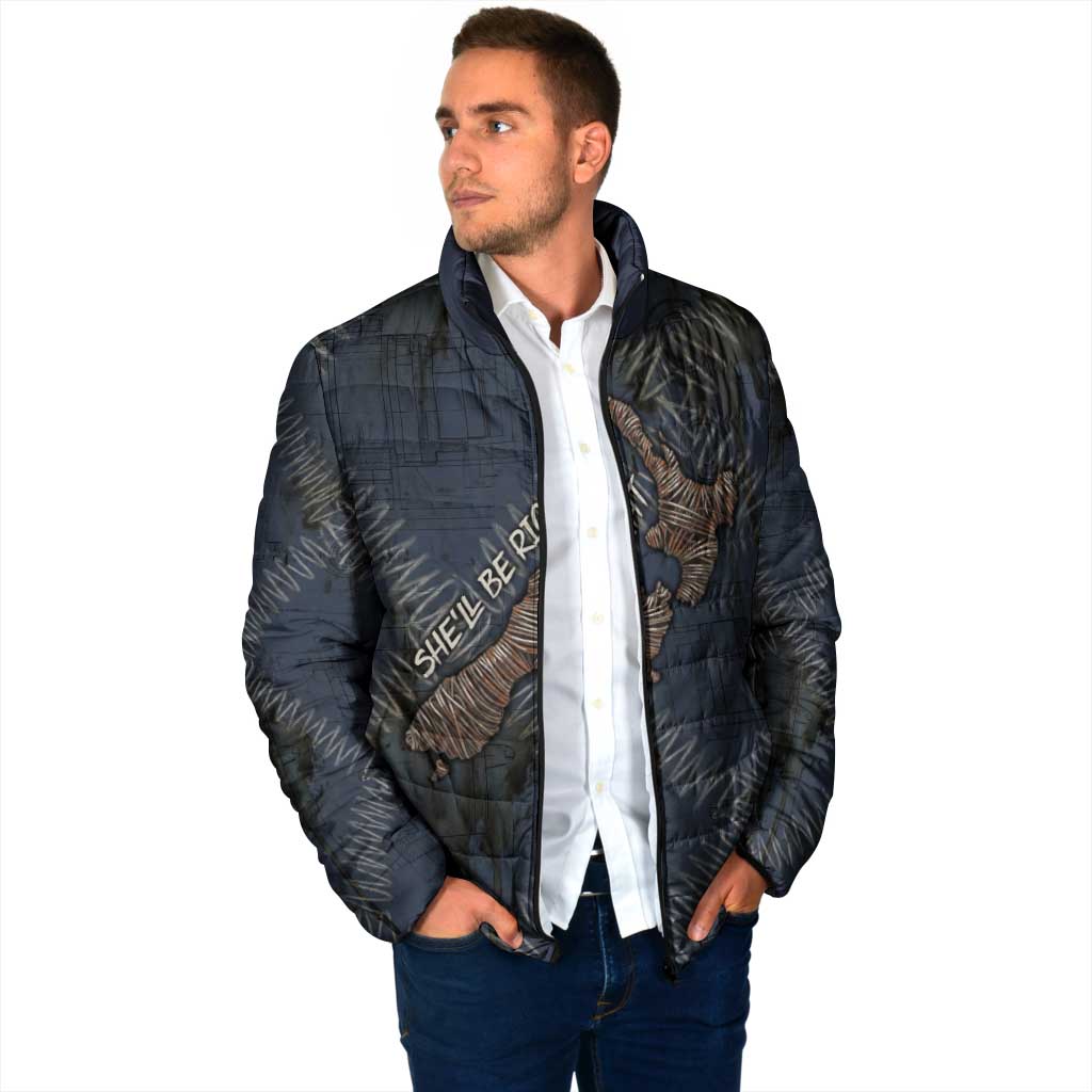New Zealand She’ll Be Right Padded Jacket NZ Slang No. 8 Wire Map Pattern TS04 - Polynesian Pride