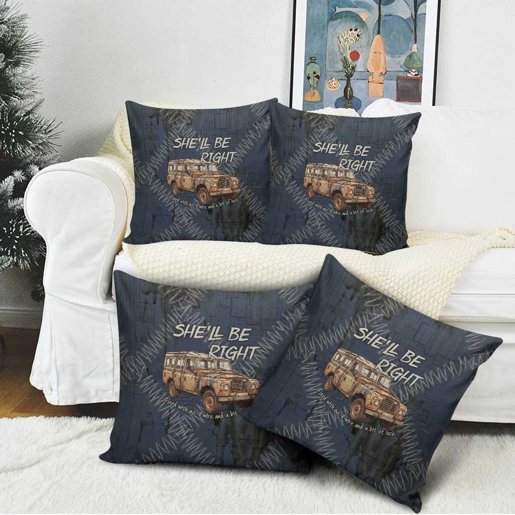 New Zealand She’ll Be Right Pillow Cover NZ Slang No. 8 Wire Map Pattern