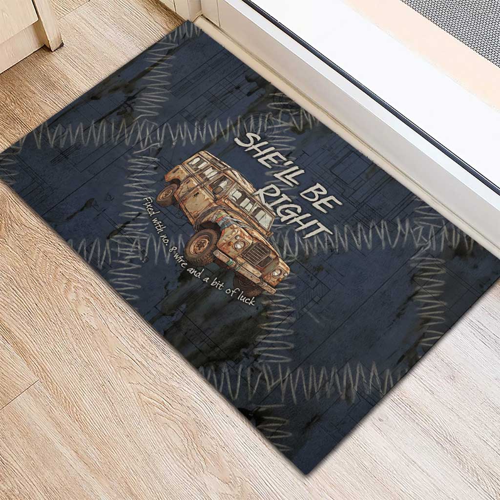 New Zealand She’ll Be Right Rubber Doormat NZ Slang No. 8 Wire Map Pattern TS04 - Polynesian Pride