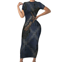 New Zealand She’ll Be Right Short Sleeve Bodycon Dress NZ Slang No. 8 Wire Map Pattern