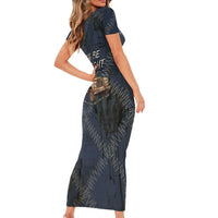 New Zealand She’ll Be Right Short Sleeve Bodycon Dress NZ Slang No. 8 Wire Map Pattern