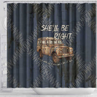 New Zealand She’ll Be Right Shower Curtain NZ Slang No. 8 Wire Map Pattern