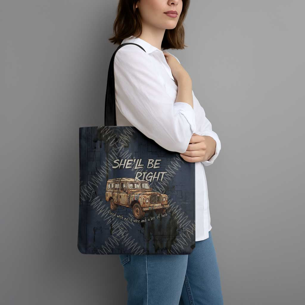New Zealand She’ll Be Right Tote Bag NZ Slang No. 8 Wire Map Pattern TS04 - Polynesian Pride