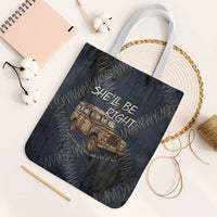 New Zealand She’ll Be Right Tote Bag NZ Slang No. 8 Wire Map Pattern TS04 White Strap One Size Navy Slate - Polynesian Pride
