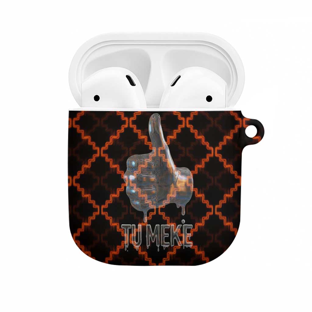 Tu Meke Maori New Zealand Slang AirPods Case with Glow Neon Step Style TS04 Black Orange - Polynesian Pride