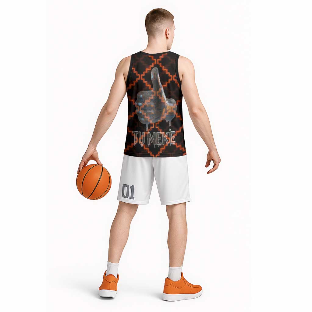 Tu Meke Maori New Zealand Slang Basketball Jersey with Glow Neon Step Style