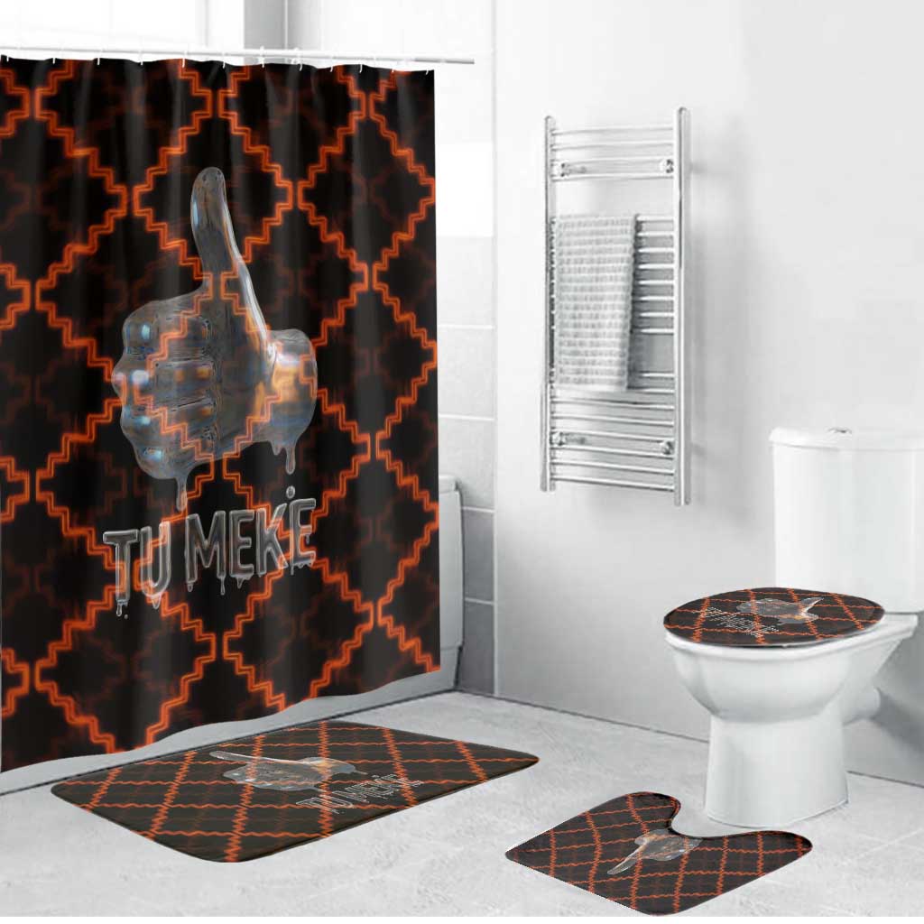 Tu Meke Maori New Zealand Slang Bathroom Set with Glow Neon Step Style