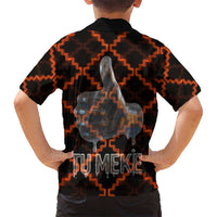 Tu Meke Maori New Zealand Slang Family Matching Off The Shoulder Long Sleeve Dress and Hawaiian Shirt with Glow Neon Step Style