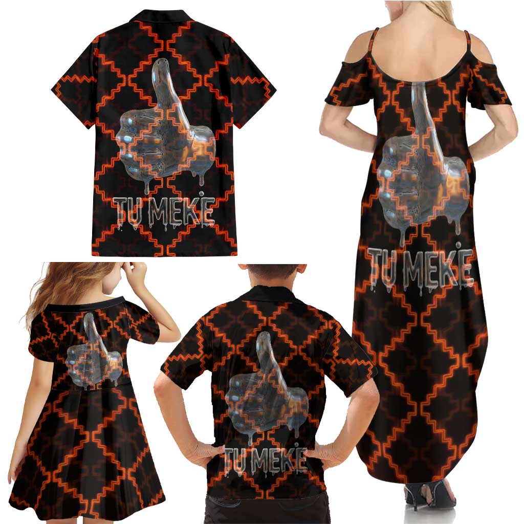 Tu Meke Maori New Zealand Slang Family Matching Summer Maxi Dress and Hawaiian Shirt with Glow Neon Step Style TS04 - Polynesian Pride