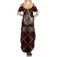Tu Meke Maori New Zealand Slang Family Matching Summer Maxi Dress and Hawaiian Shirt with Glow Neon Step Style TS04 - Polynesian Pride
