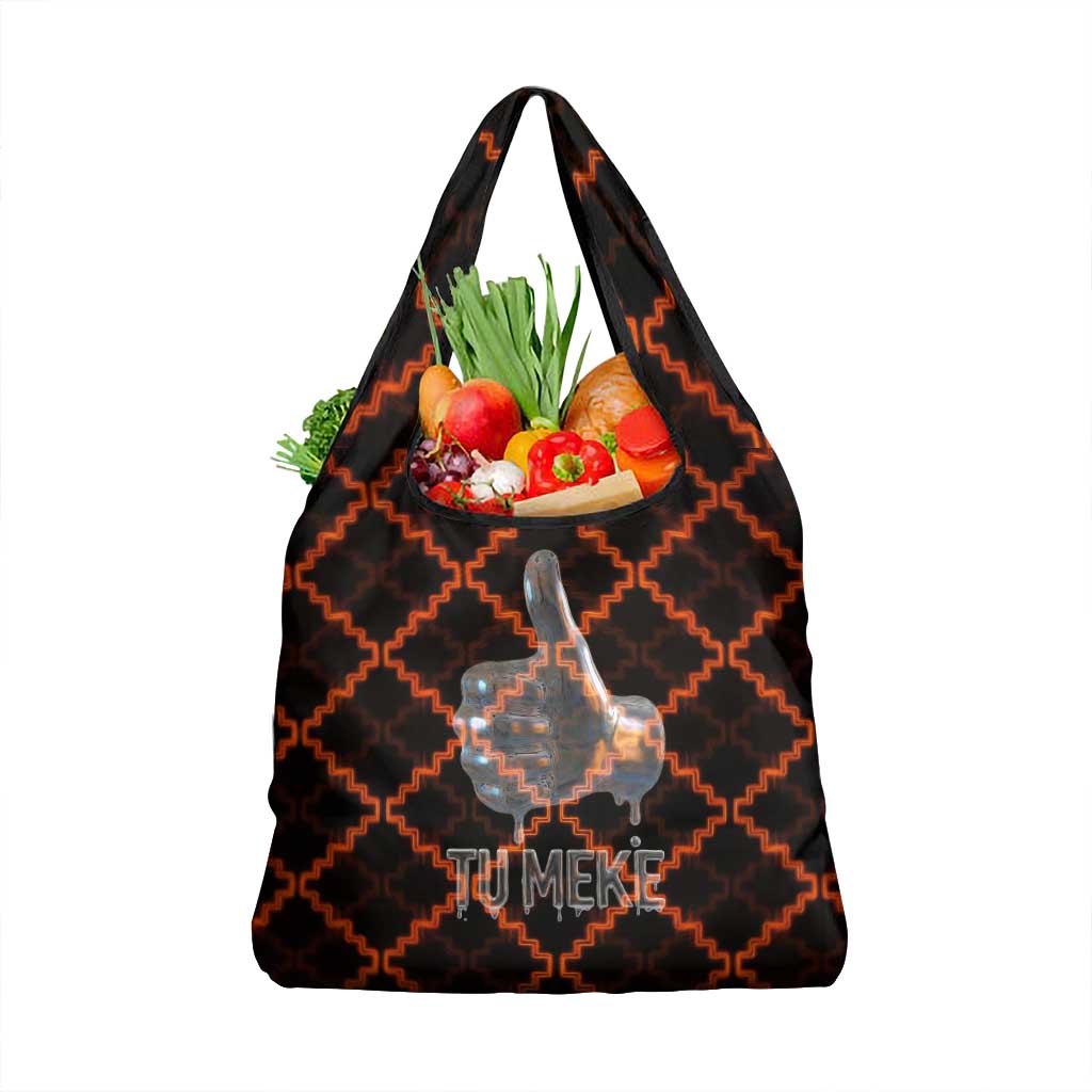 Tu Meke Maori New Zealand Slang Grocery Bag with Glow Neon Step Style