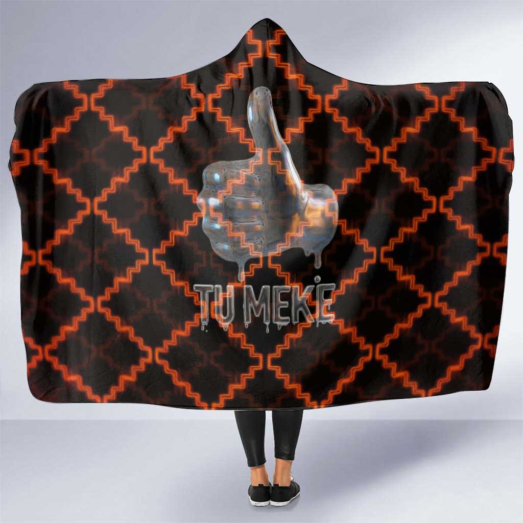 Tu Meke Maori New Zealand Slang Hooded Blanket with Glow Neon Step Style