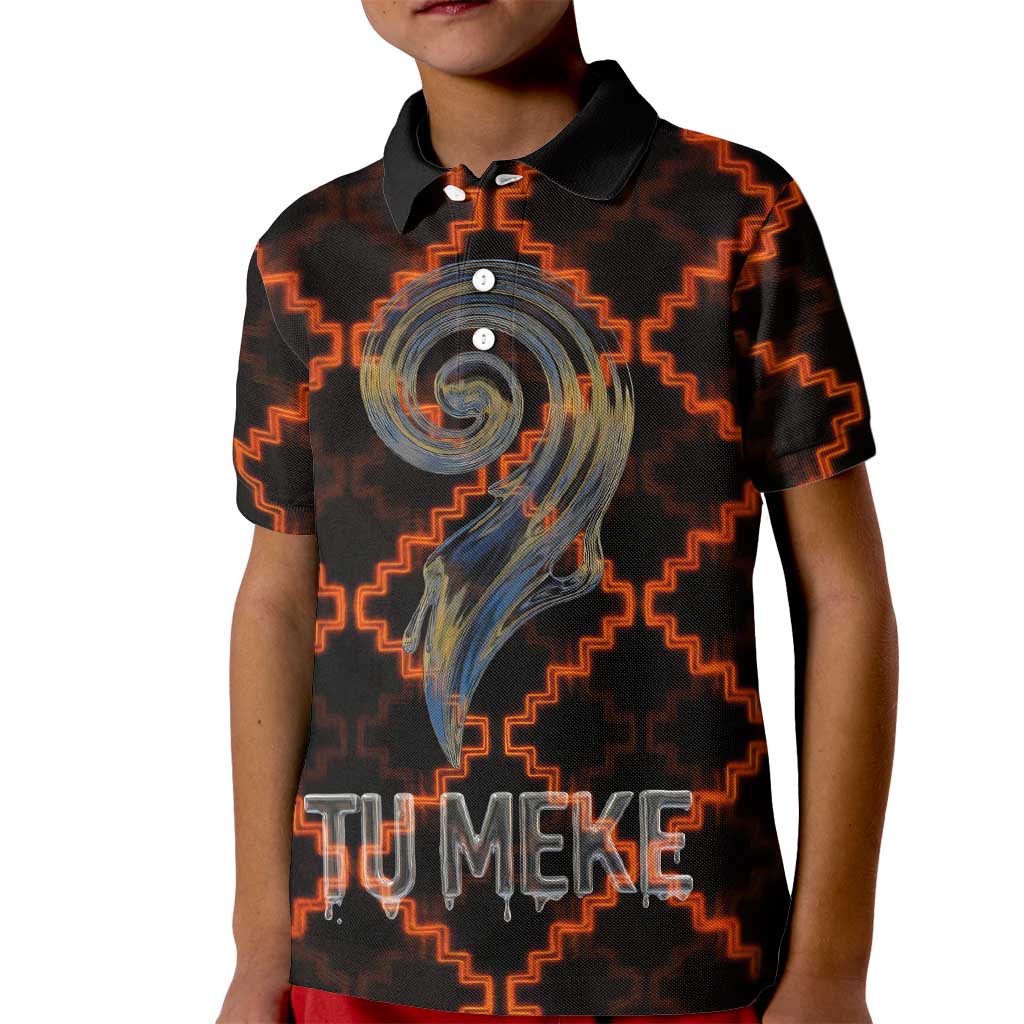 Tu Meke Maori New Zealand Slang Kid Polo Shirt with Glow Neon Step Style