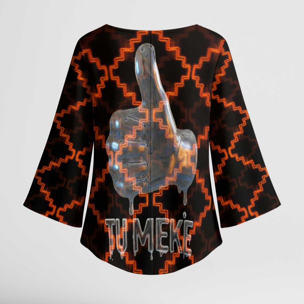 Tu Meke Maori New Zealand Slang Kimono Sleeve Blouse with Glow Neon Step Style TS04 - Polynesian Pride