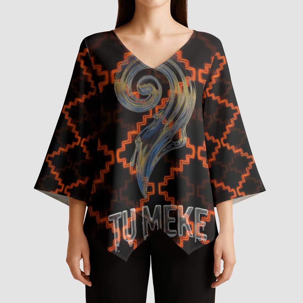 Tu Meke Maori New Zealand Slang Kimono Sleeve Blouse with Glow Neon Step Style TS04 - Polynesian Pride