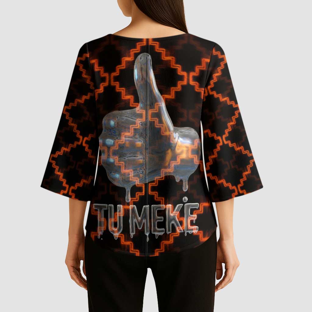 Tu Meke Maori New Zealand Slang Kimono Sleeve Blouse with Glow Neon Step Style TS04 - Polynesian Pride