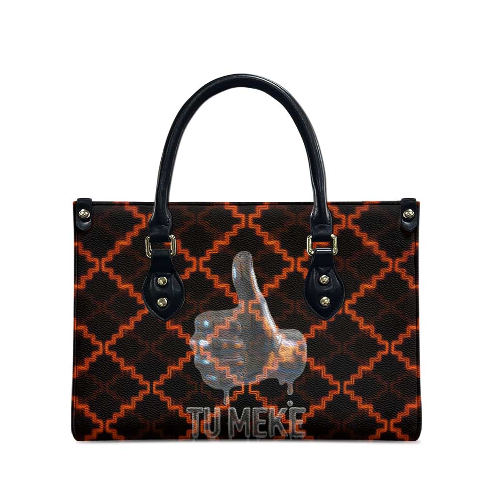 Tu Meke Maori New Zealand Slang Leather Bag with Glow Neon Step Style TS04 - Polynesian Pride