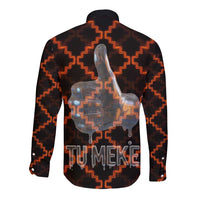 Tu Meke Maori New Zealand Slang Long Sleeve Button Shirt with Glow Neon Step Style