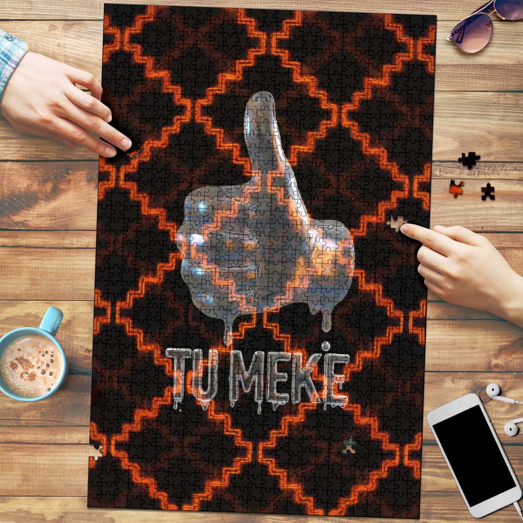 Tu Meke Maori New Zealand Slang Puzzle with Glow Neon Step Style