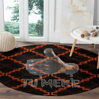 Tu Meke Maori New Zealand Slang Round Carpet with Glow Neon Step Style