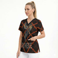 Tu Meke Maori New Zealand Slang Scrub Top with Glow Neon Step Style TS04 - Polynesian Pride