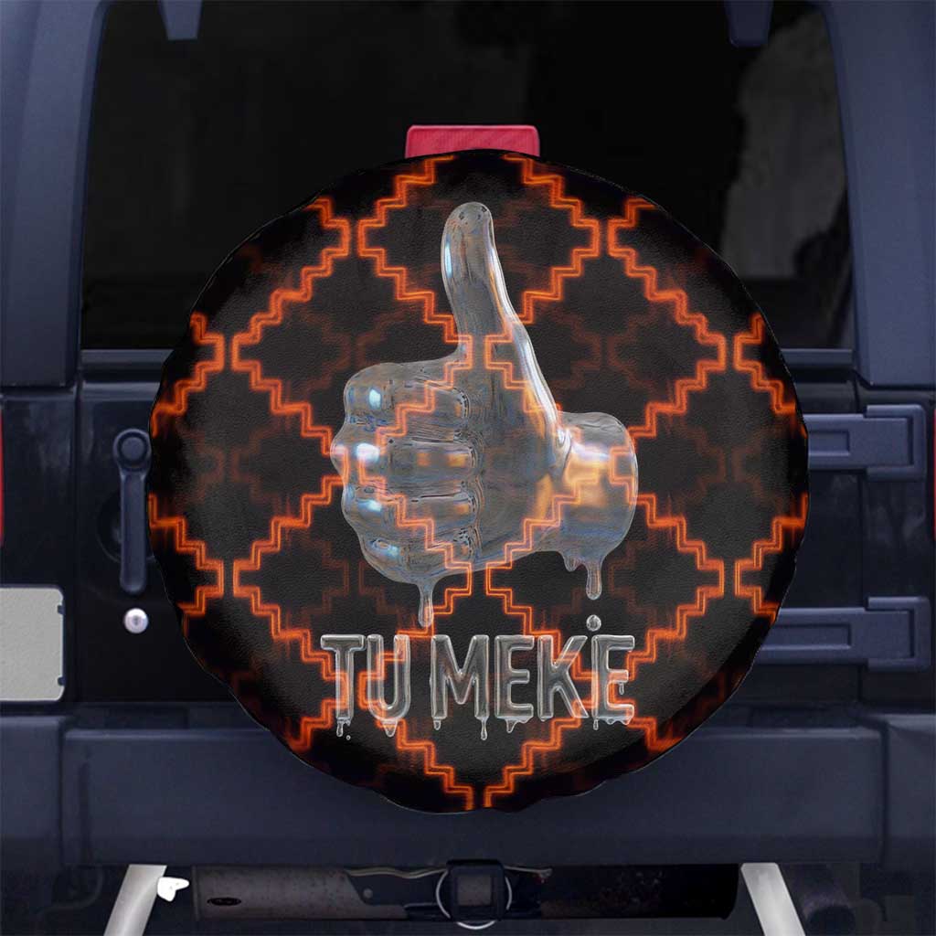 Tu Meke Maori New Zealand Slang Spare Tire Cover with Glow Neon Step Style