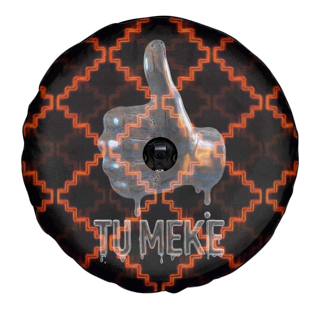 Tu Meke Maori New Zealand Slang Spare Tire Cover with Glow Neon Step Style