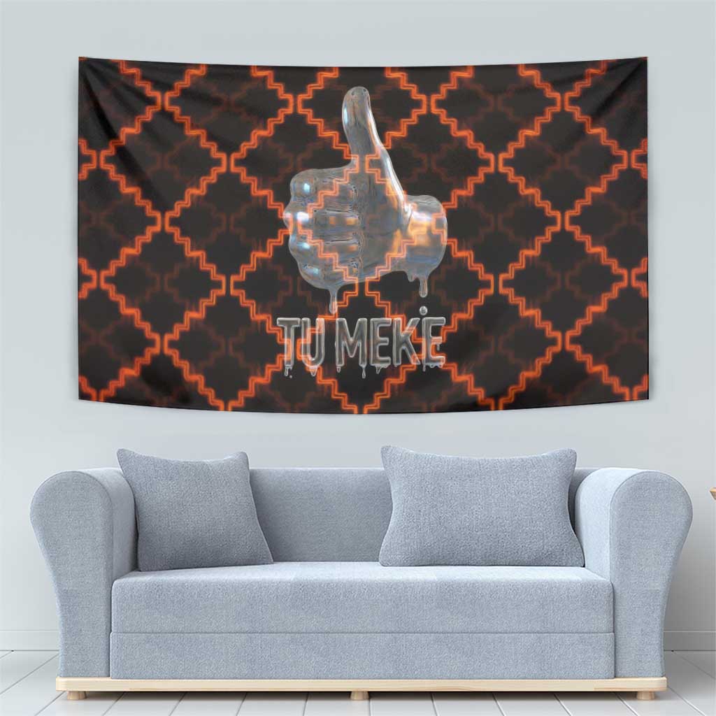 Tu Meke Maori New Zealand Slang Tapestry with Glow Neon Step Style TS04 - Polynesian Pride
