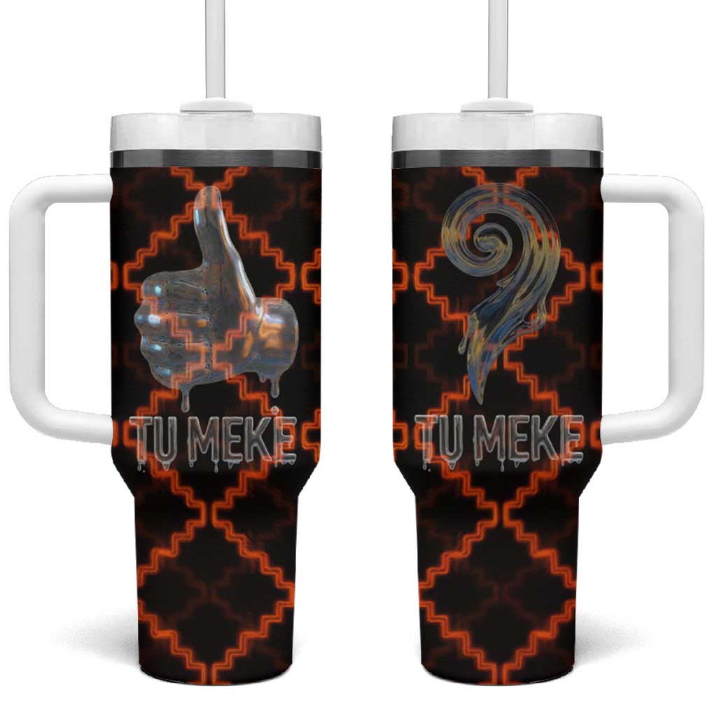 Tu Meke Maori New Zealand Slang Tumbler With Handle with Glow Neon Step Style