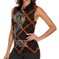 Tu Meke Maori New Zealand Slang Women Sleeveless Polo Shirt with Glow Neon Step Style TS04 - Polynesian Pride